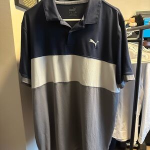 Puma Men's Polo Shirt in Navy and Gray
